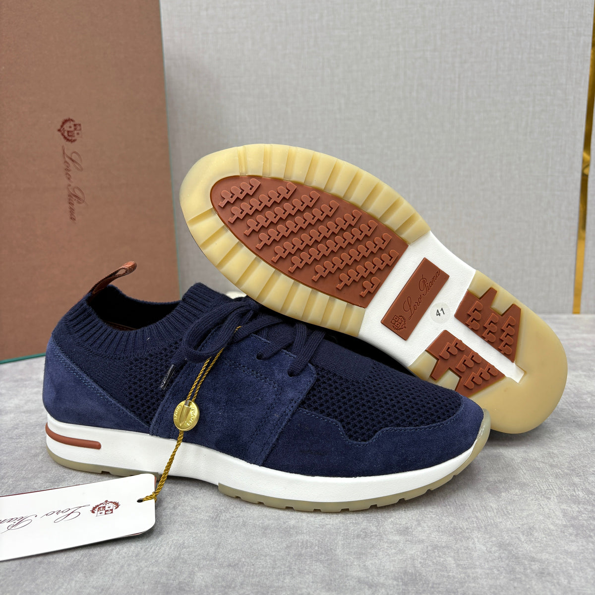 Grey Knit Panelled Runner - Men's