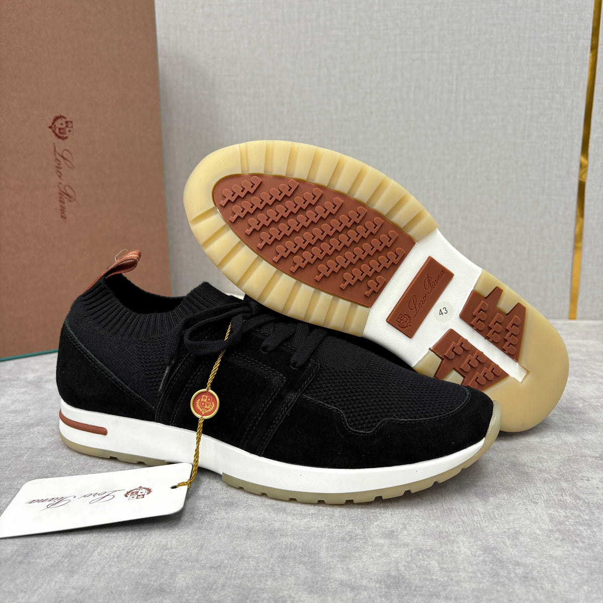 Grey Knit Panelled Runner - Men's