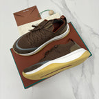 Sneakers für Herren – Dunkelbraun und Beige mit Sand-Schokoladen-Details
