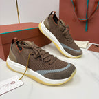 Sneakers für Herren – Dunkelbraun und Beige mit Sand-Schokoladen-Details