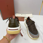 Sneakers für Herren – Dunkelbraun und Beige mit Sand-Schokoladen-Details