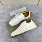 White Leather Cupsole Low-Top - Men's