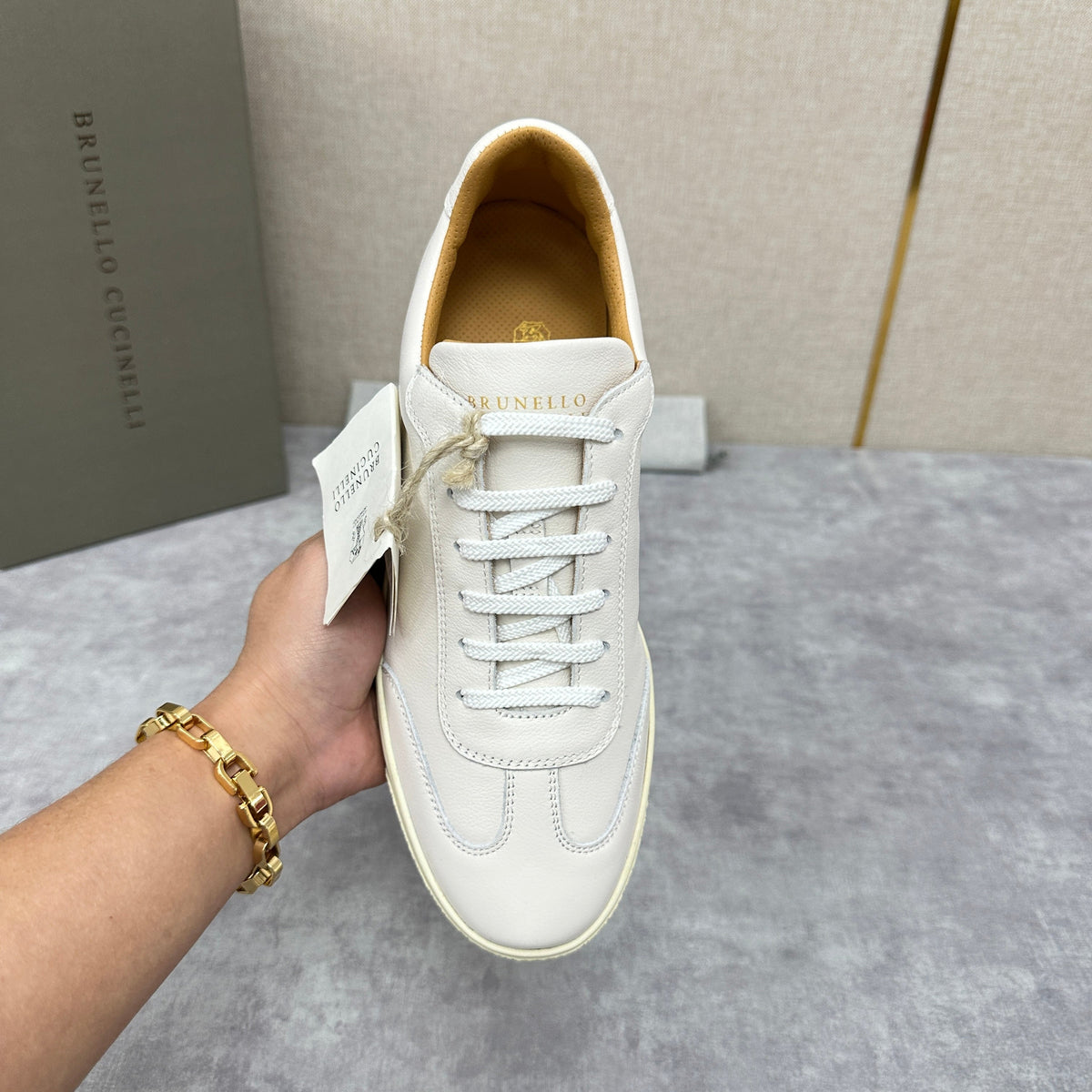 White Leather Cupsole Low-Top - Men's