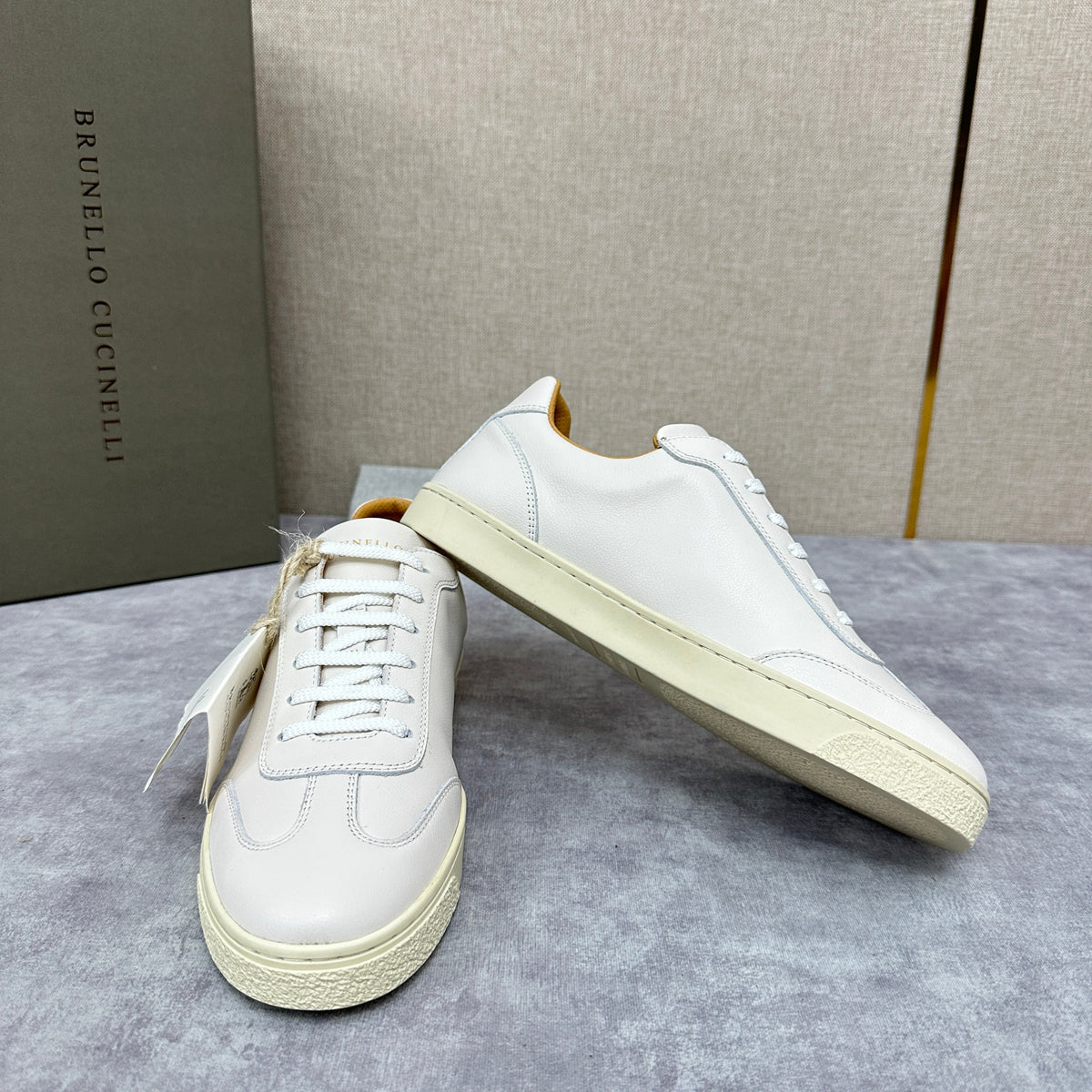 White Leather Cupsole Low-Top - Men's