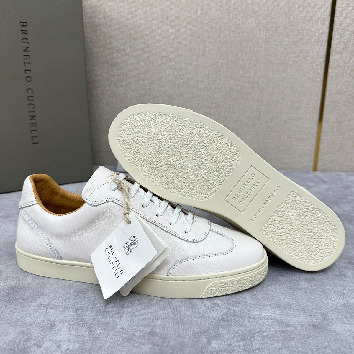 White Leather Cupsole Low-Top - Men's