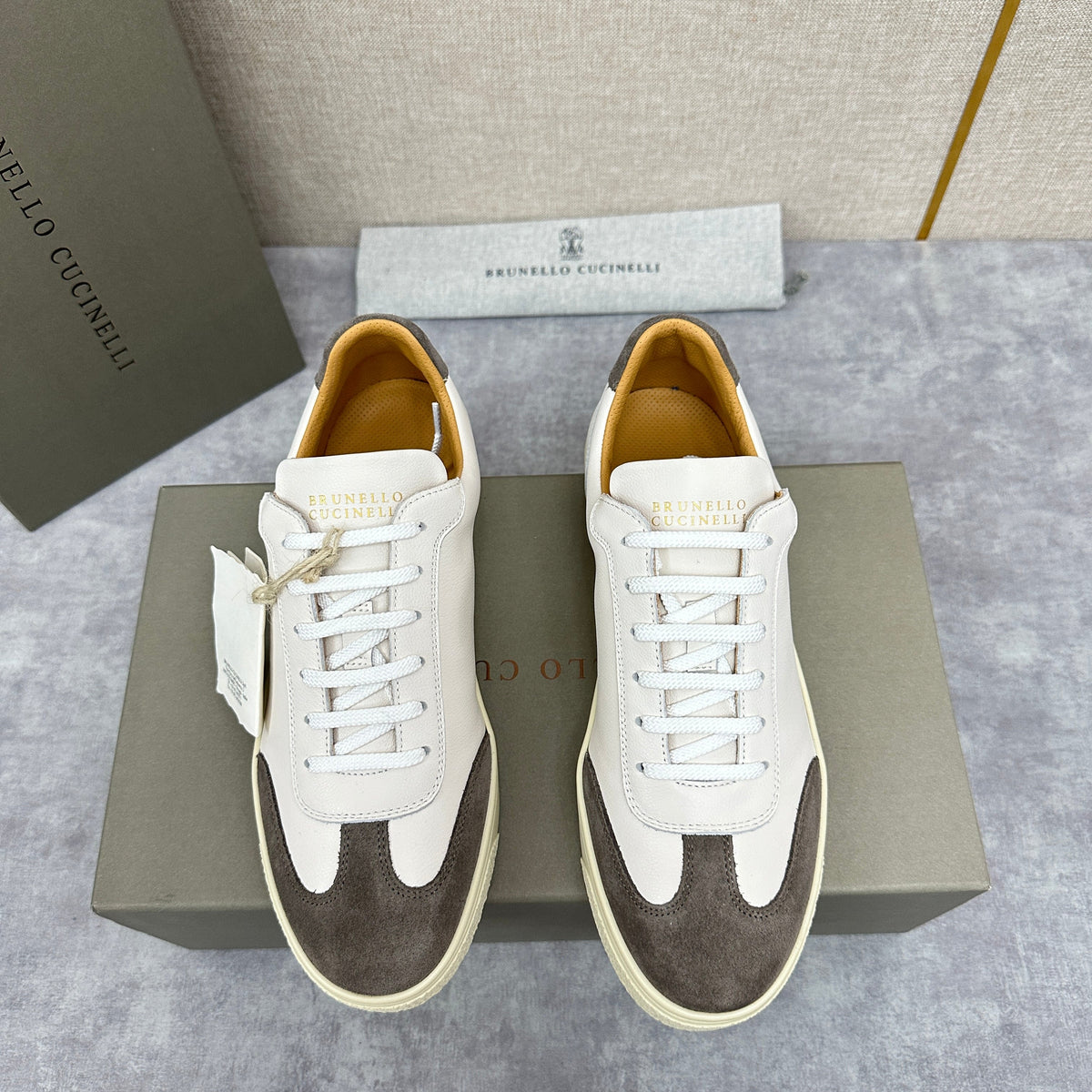 White Leather Cupsole Low-Top - Men's