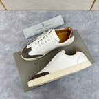 White Leather Cupsole Low-Top - Men's