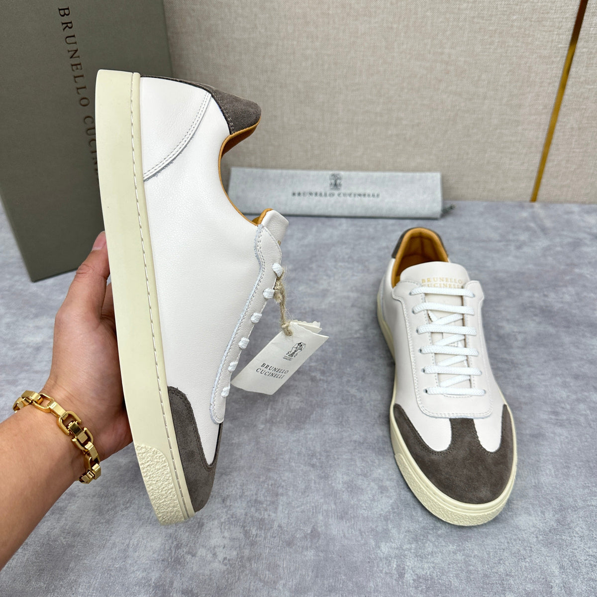 White Leather Cupsole Low-Top - Men's