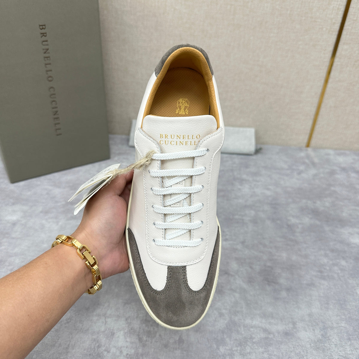 White Leather Cupsole Low-Top - Men's