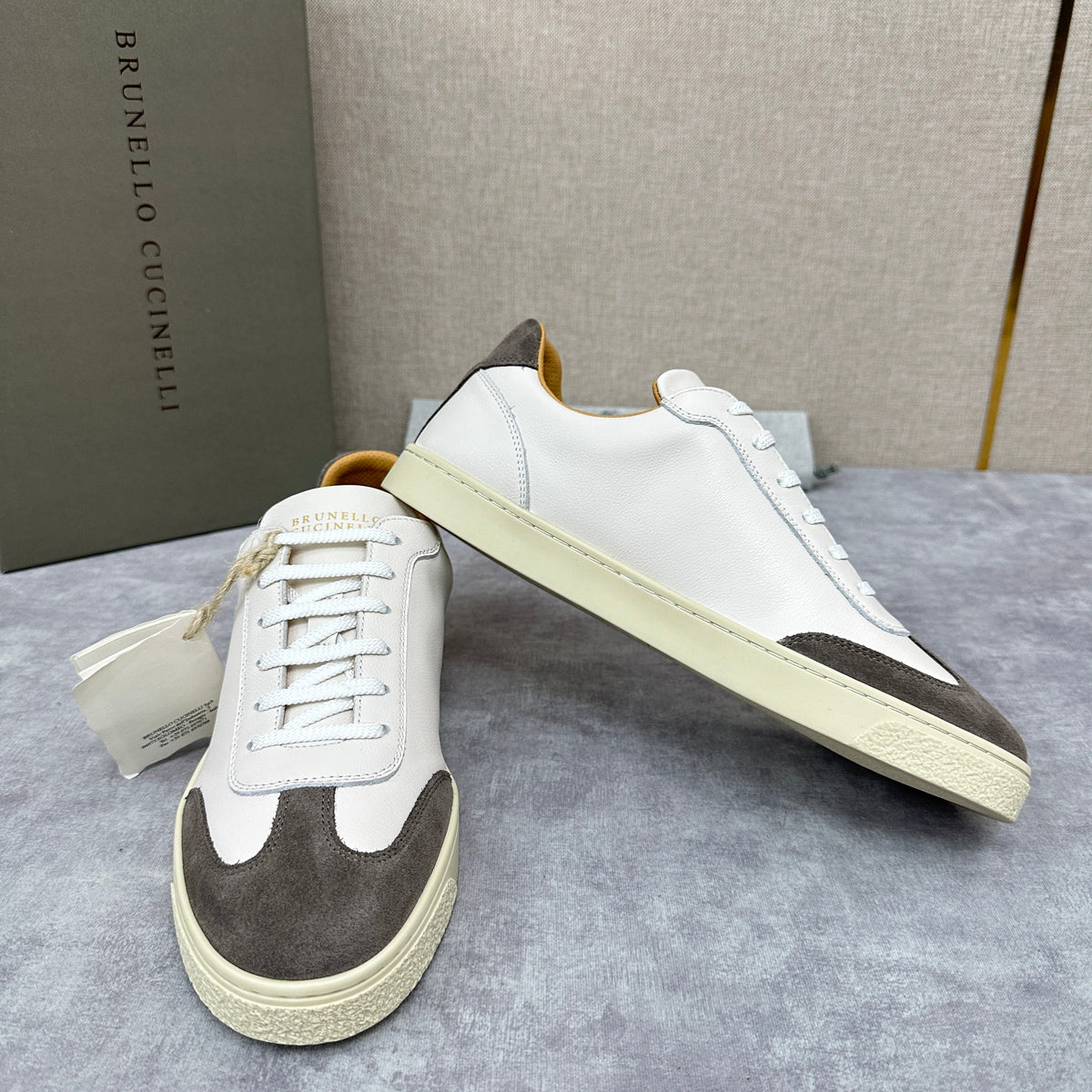 White Leather Cupsole Low-Top - Men's