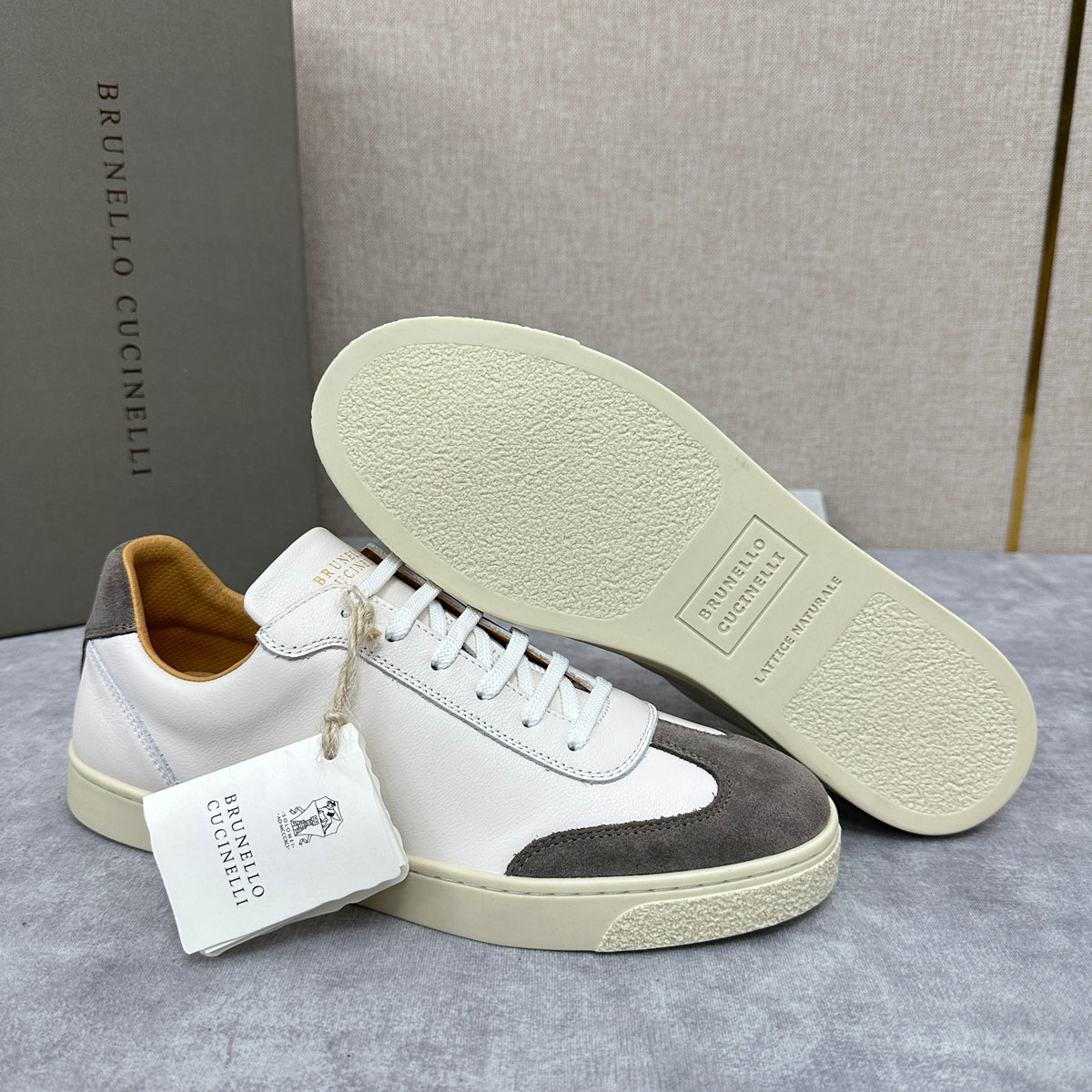 White Leather Cupsole Low-Top - Men's