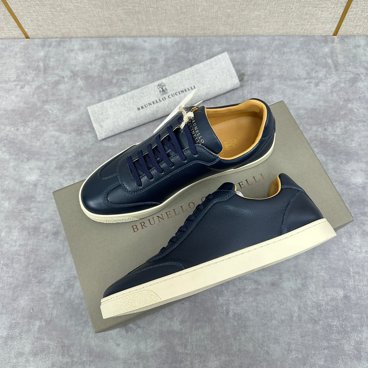 White Leather Cupsole Low-Top - Men's