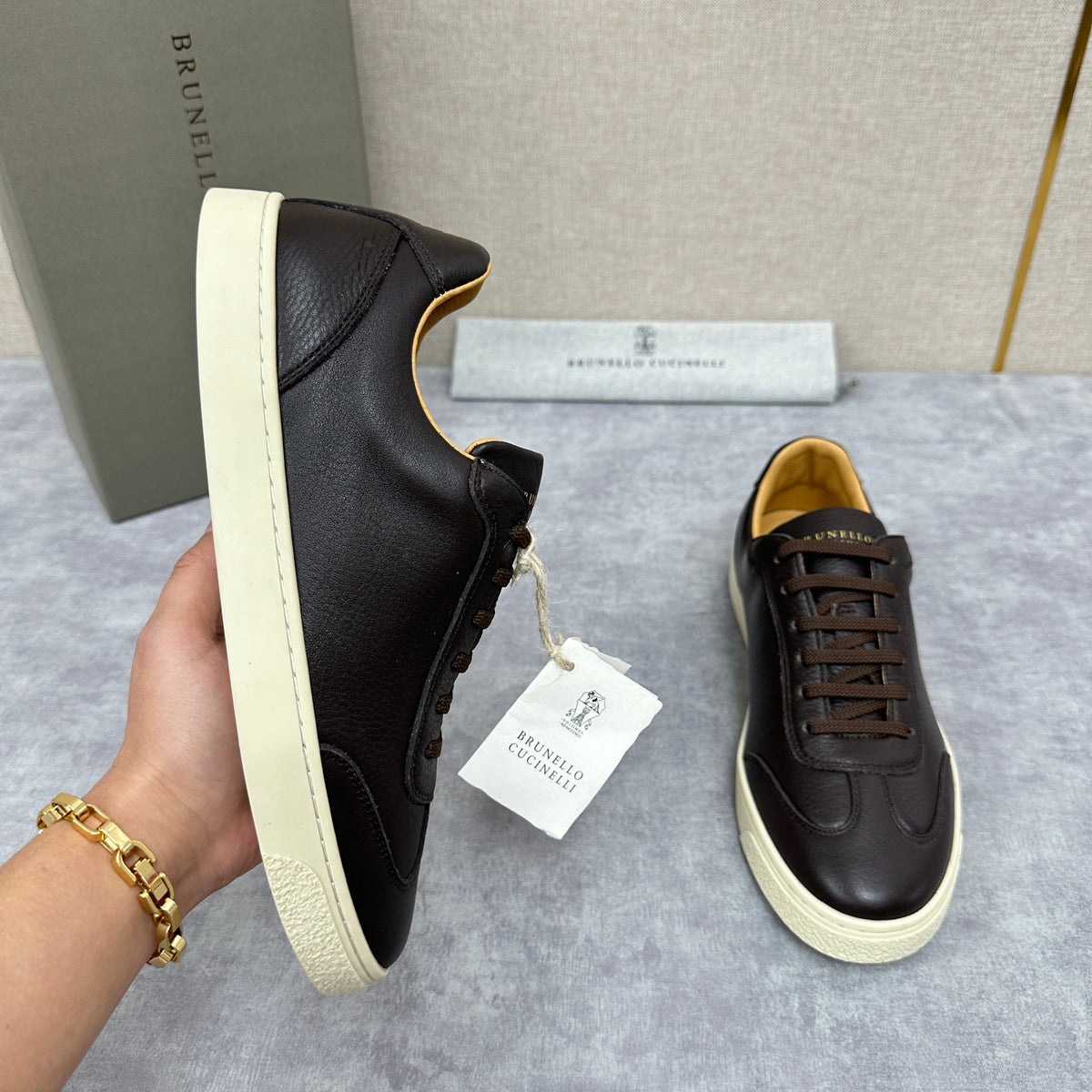 White Leather Cupsole Low-Top - Men's