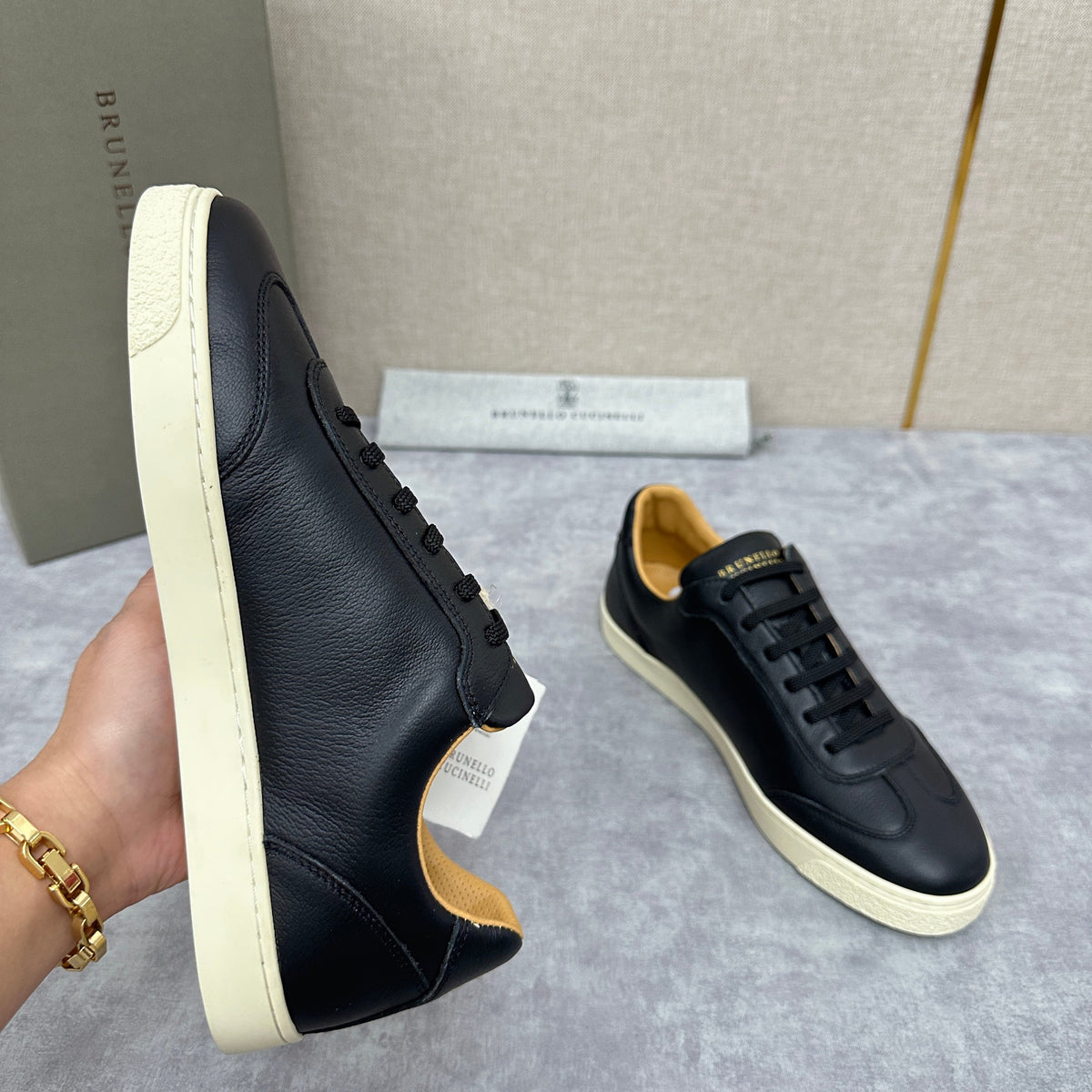 White Leather Cupsole Low-Top - Men's