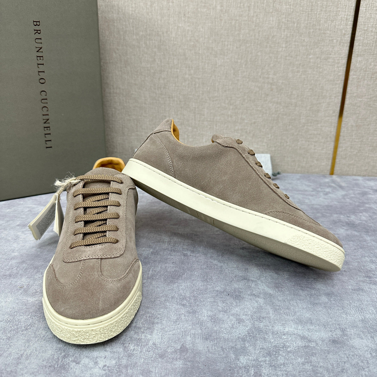 Beige Wildleder Cupsole Low-Top - Herren