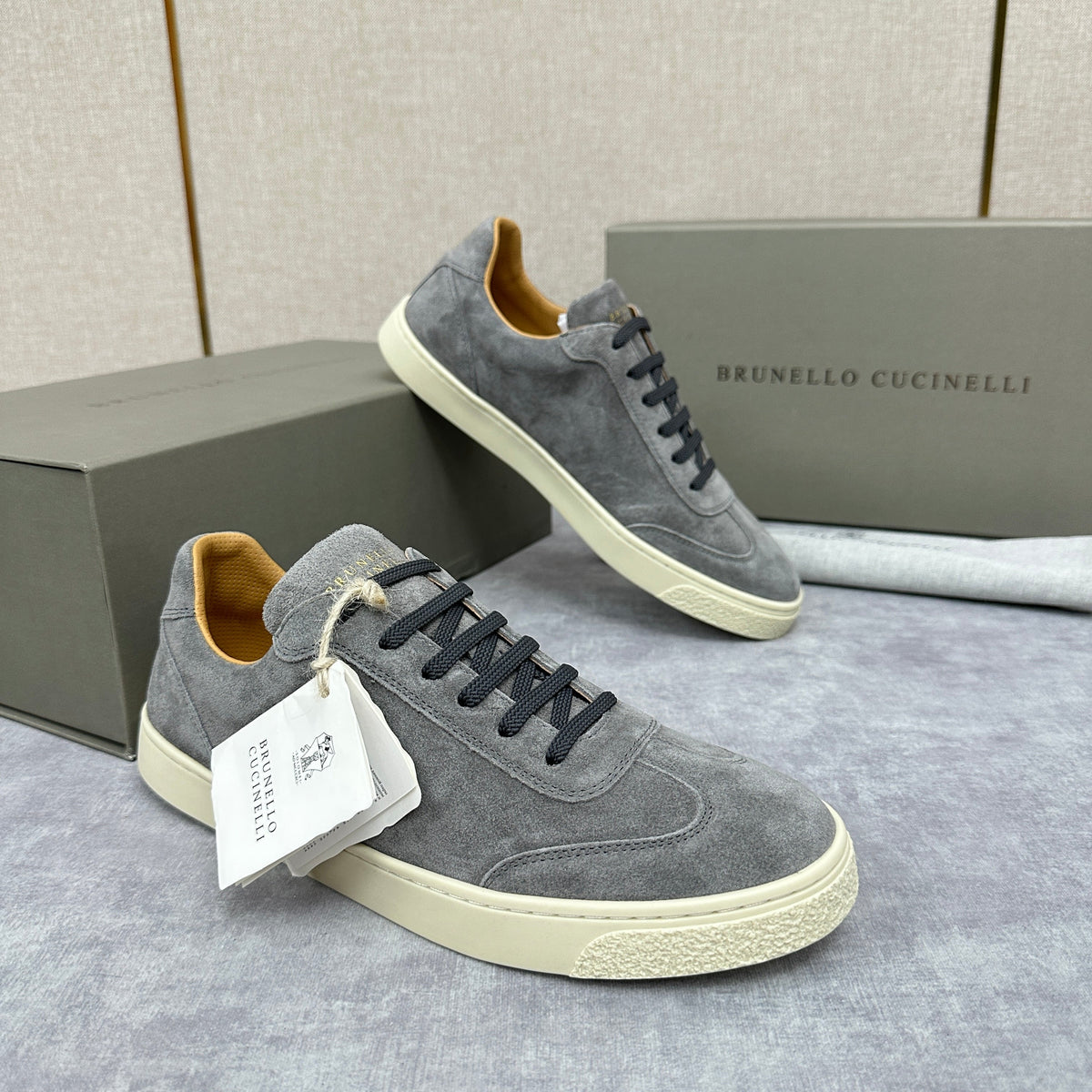 Beige Wildleder Cupsole Low-Top - Herren