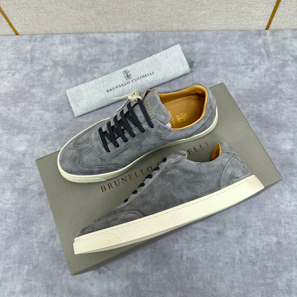 Beige Wildleder Cupsole Low-Top - Herren