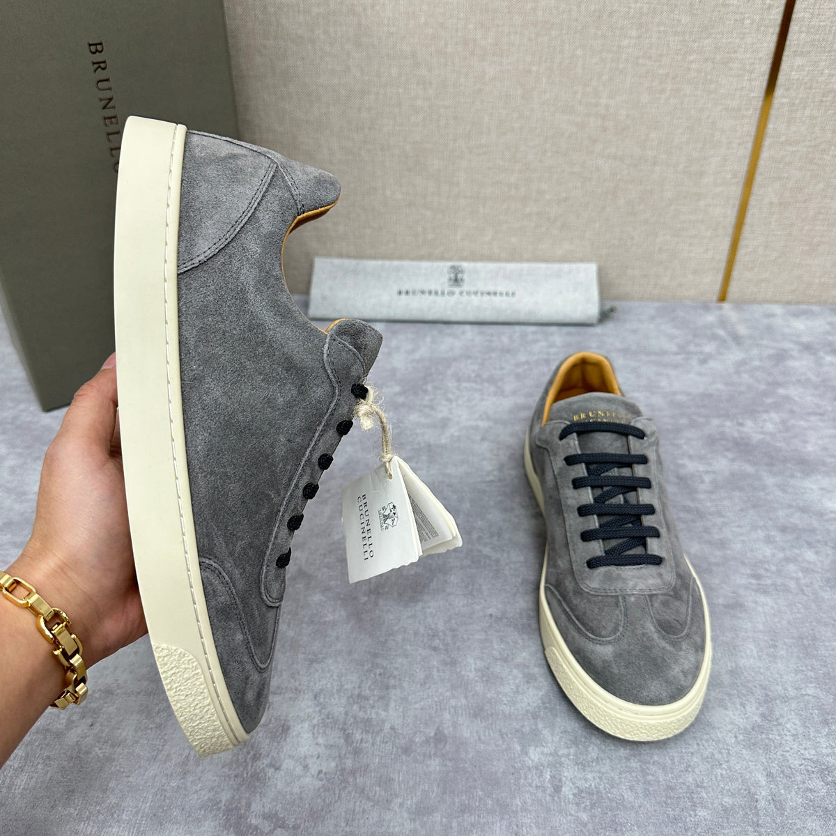 Beige Wildleder Cupsole Low-Top - Herren