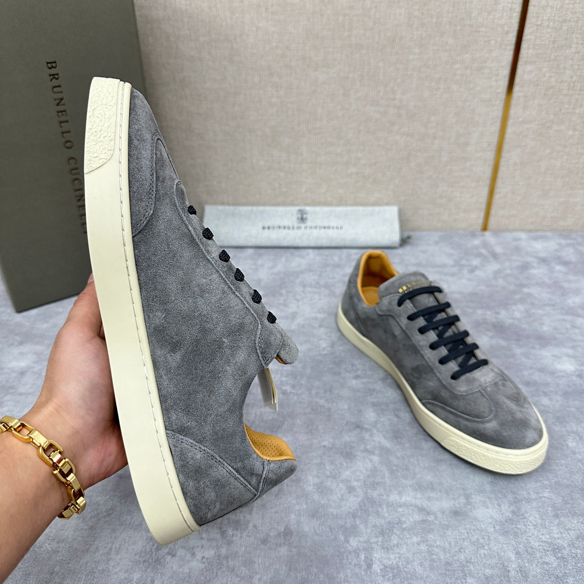 Beige Wildleder Cupsole Low-Top - Herren