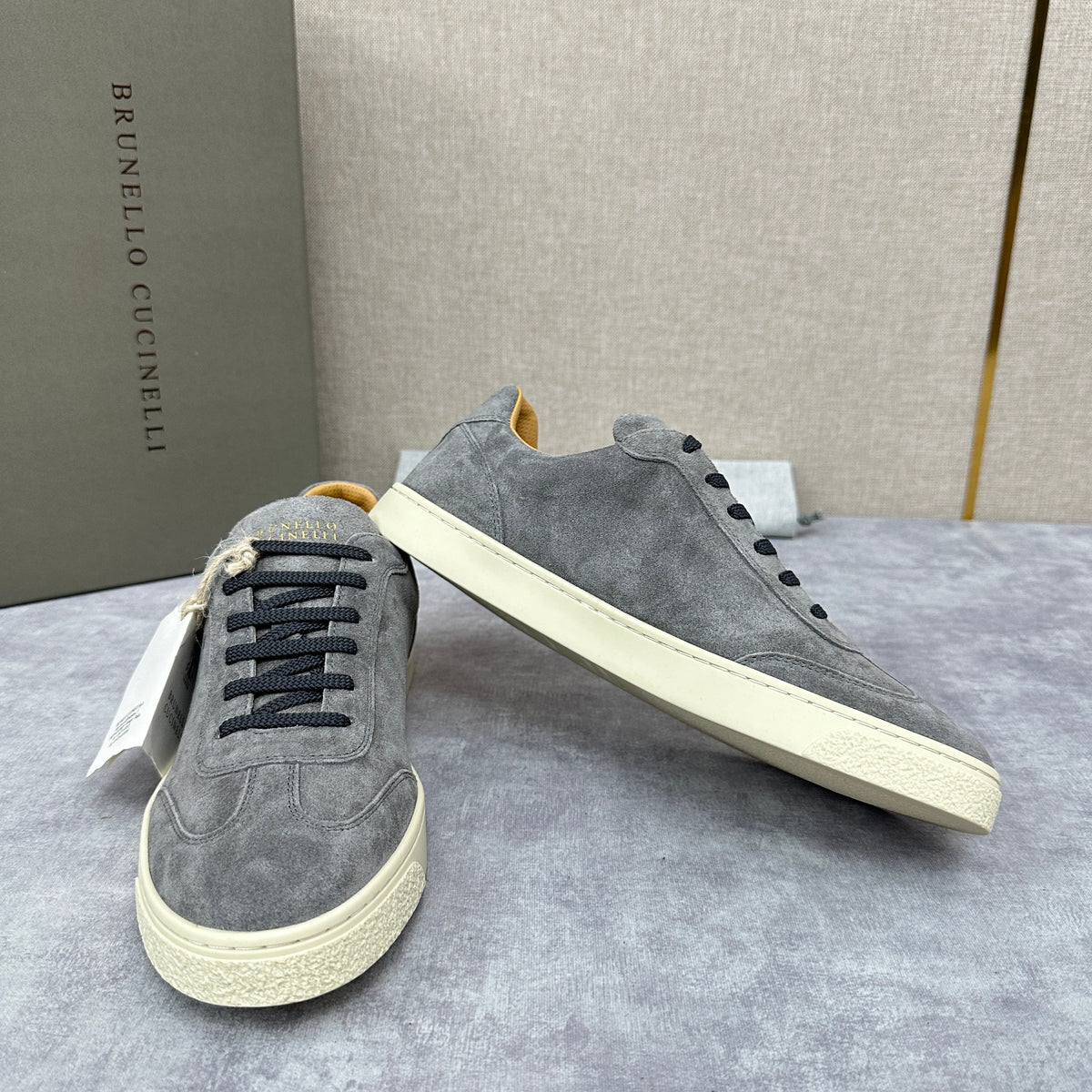 Beige Wildleder Cupsole Low-Top - Herren