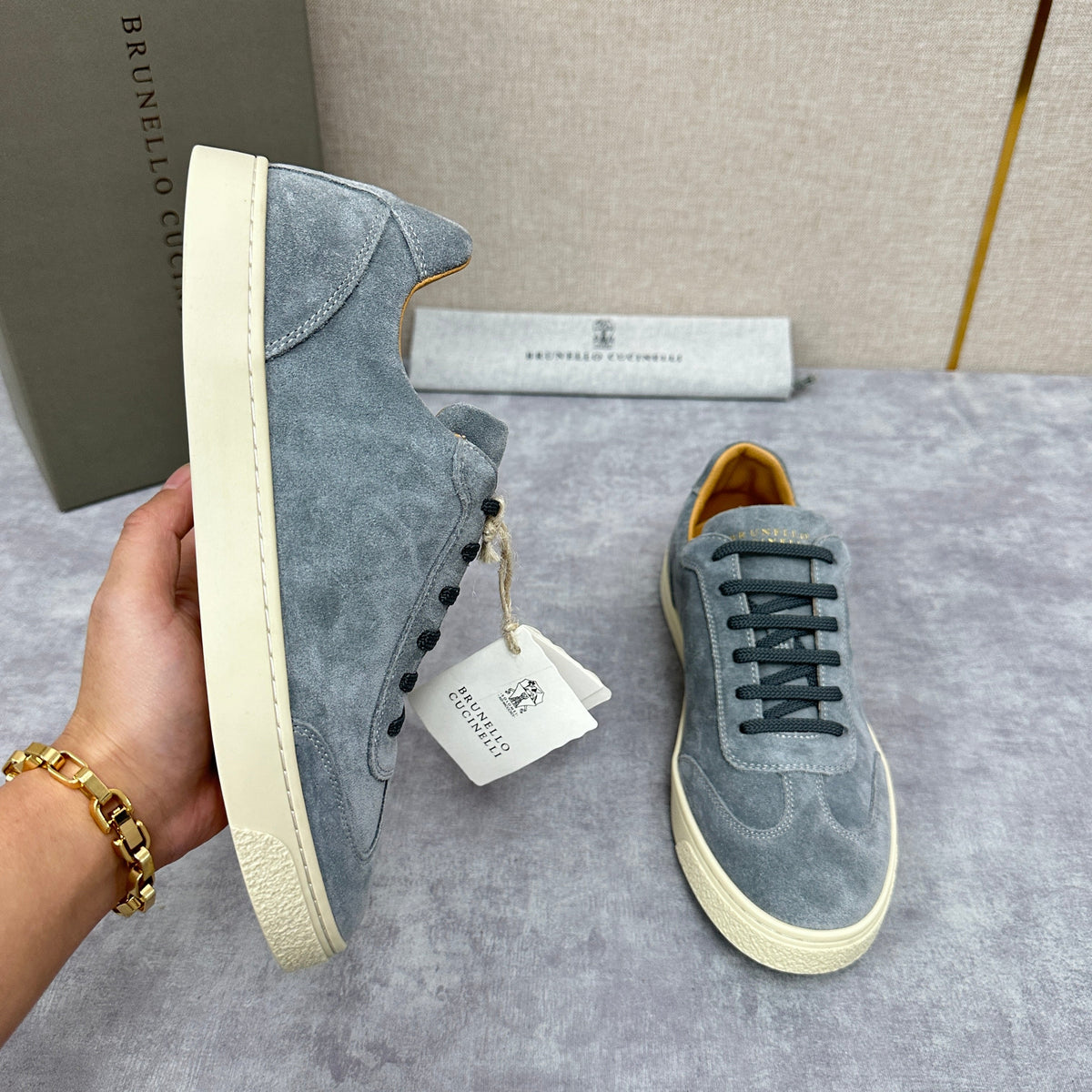 Blue Suede Cupsole Low-Top - Men's