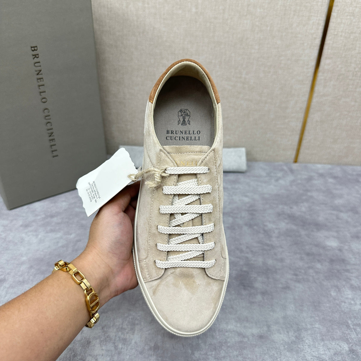 Grauer Wildleder Cupsole Low-Top - Herren