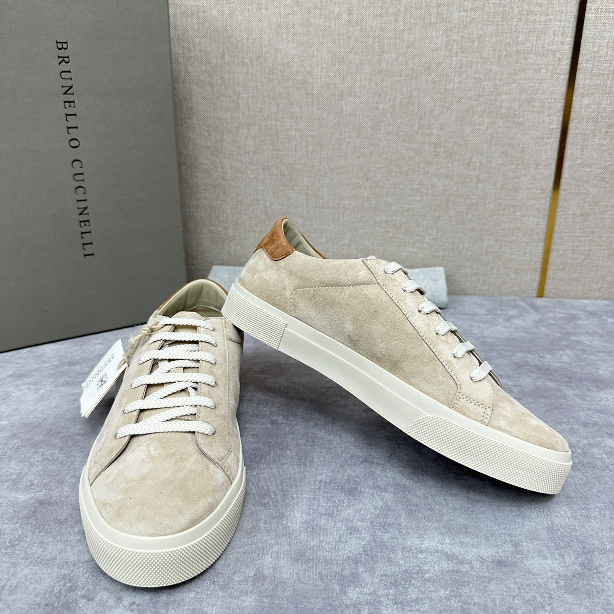 Grauer Wildleder Cupsole Low-Top - Herren