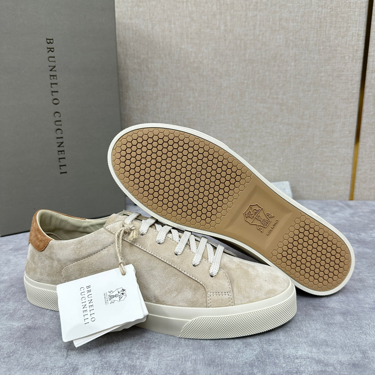 Grauer Wildleder Cupsole Low-Top - Herren