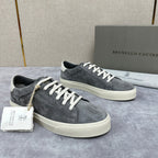 Grey Suede Cupsole Low-Top - Men's