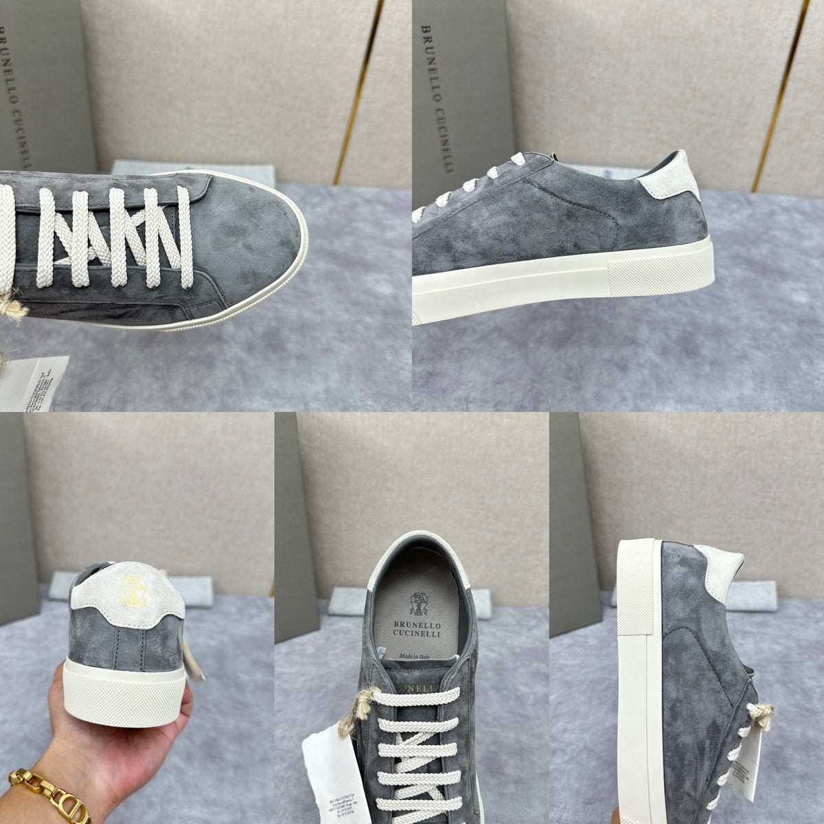 Grey Suede Cupsole Low-Top - Men's