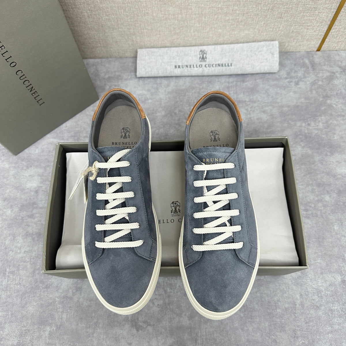 Grey Suede Cupsole Low-Top - Men's