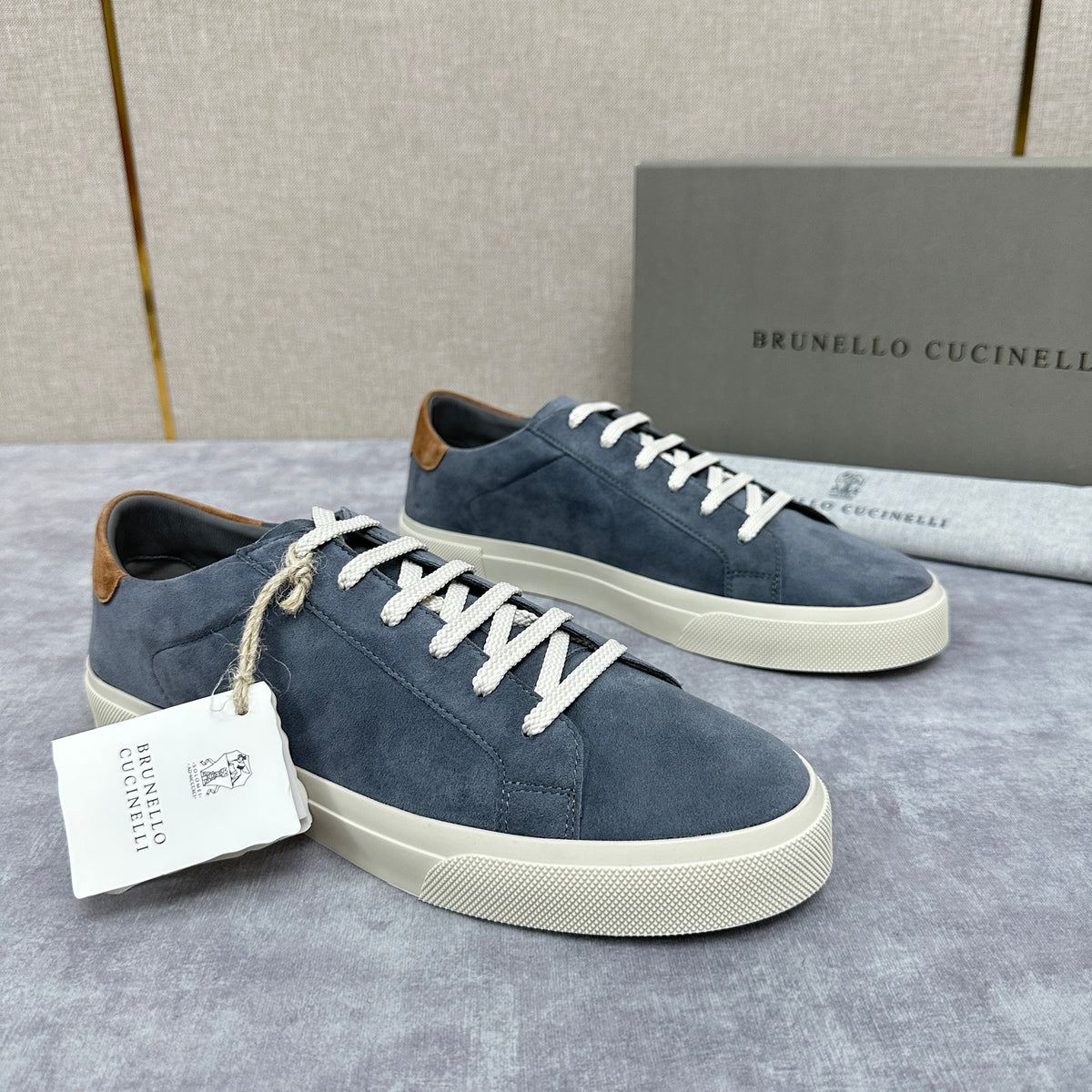 Grey Suede Cupsole Low-Top - Men's