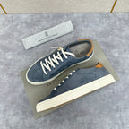 Grey Suede Cupsole Low-Top - Men's