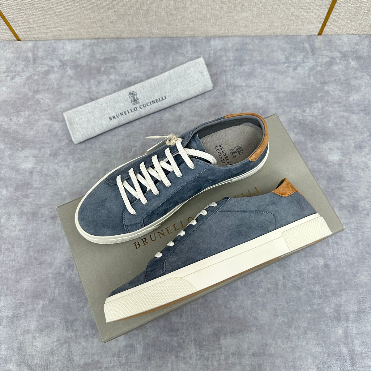 Grey Suede Cupsole Low-Top - Men's
