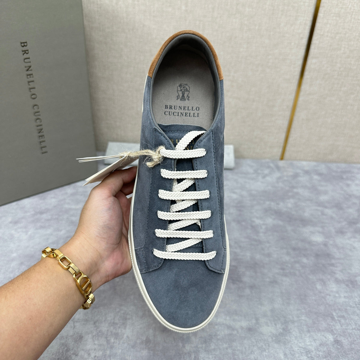 Grey Suede Cupsole Low-Top - Men's