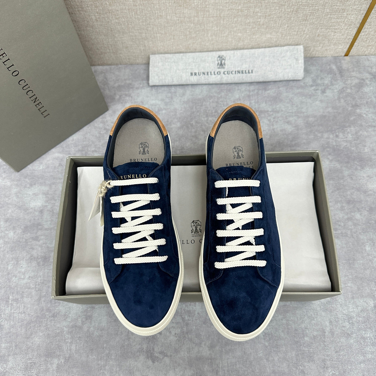 Grey Suede Cupsole Low-Top - Men's
