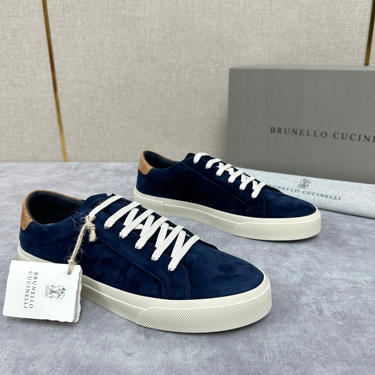 Grey Suede Cupsole Low-Top - Men's