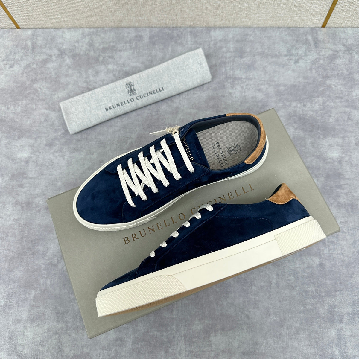Grey Suede Cupsole Low-Top - Men's
