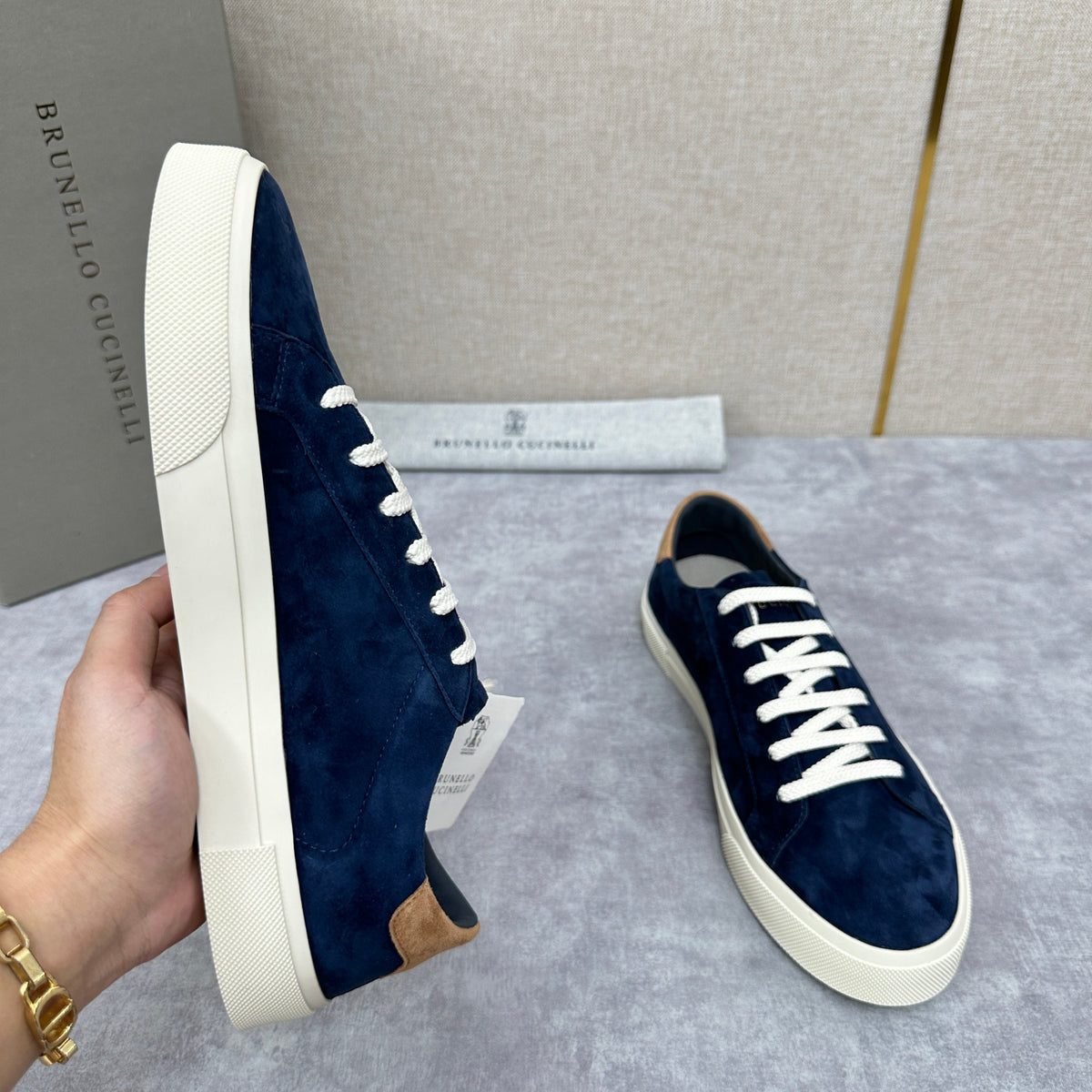 Grey Suede Cupsole Low-Top - Men's