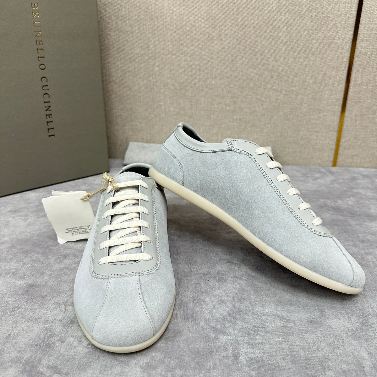 Grey Suede Slim Low-Top - Men's