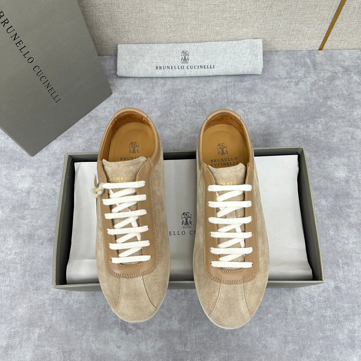 Grey Suede Slim Low-Top - Men's