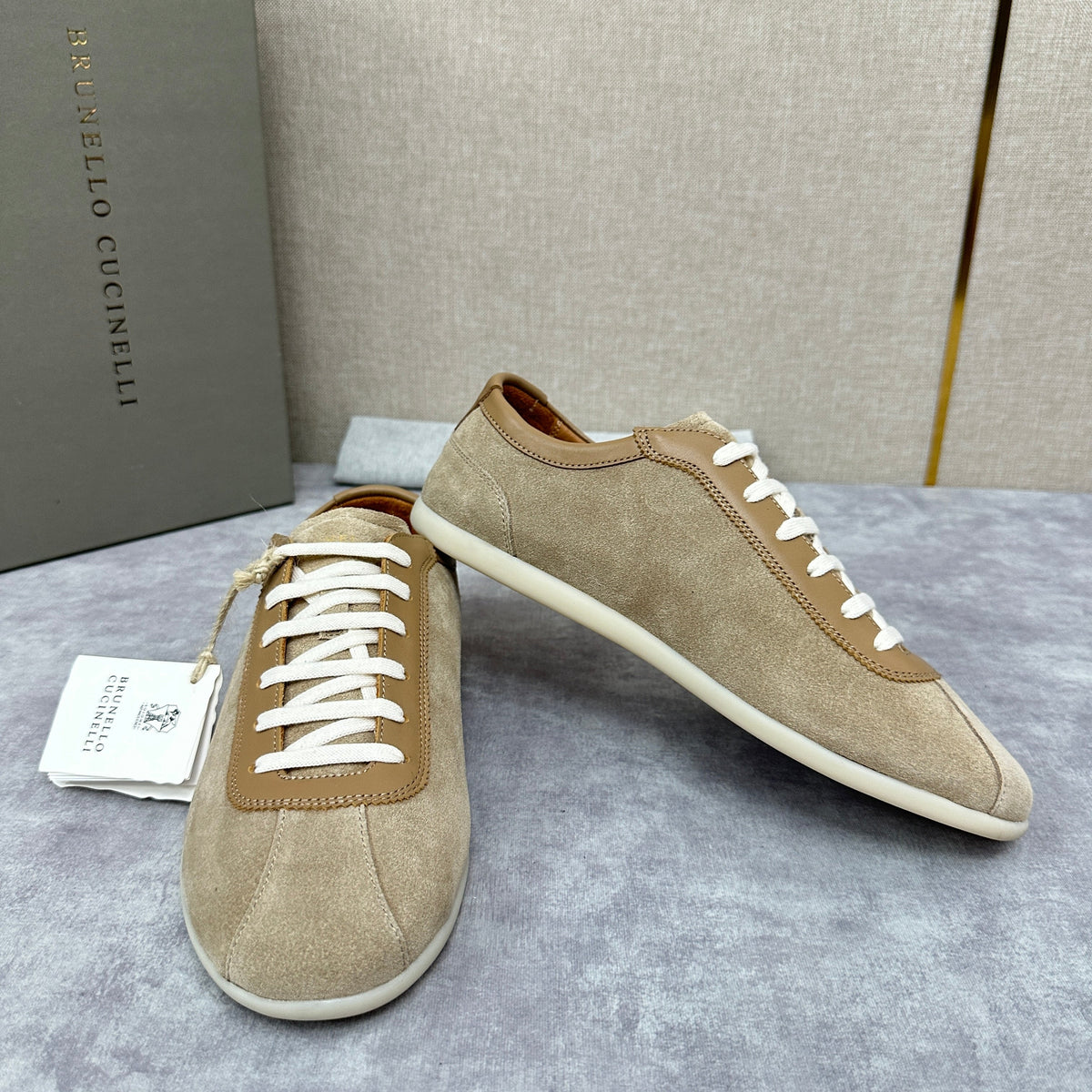 Grey Suede Slim Low-Top - Men's