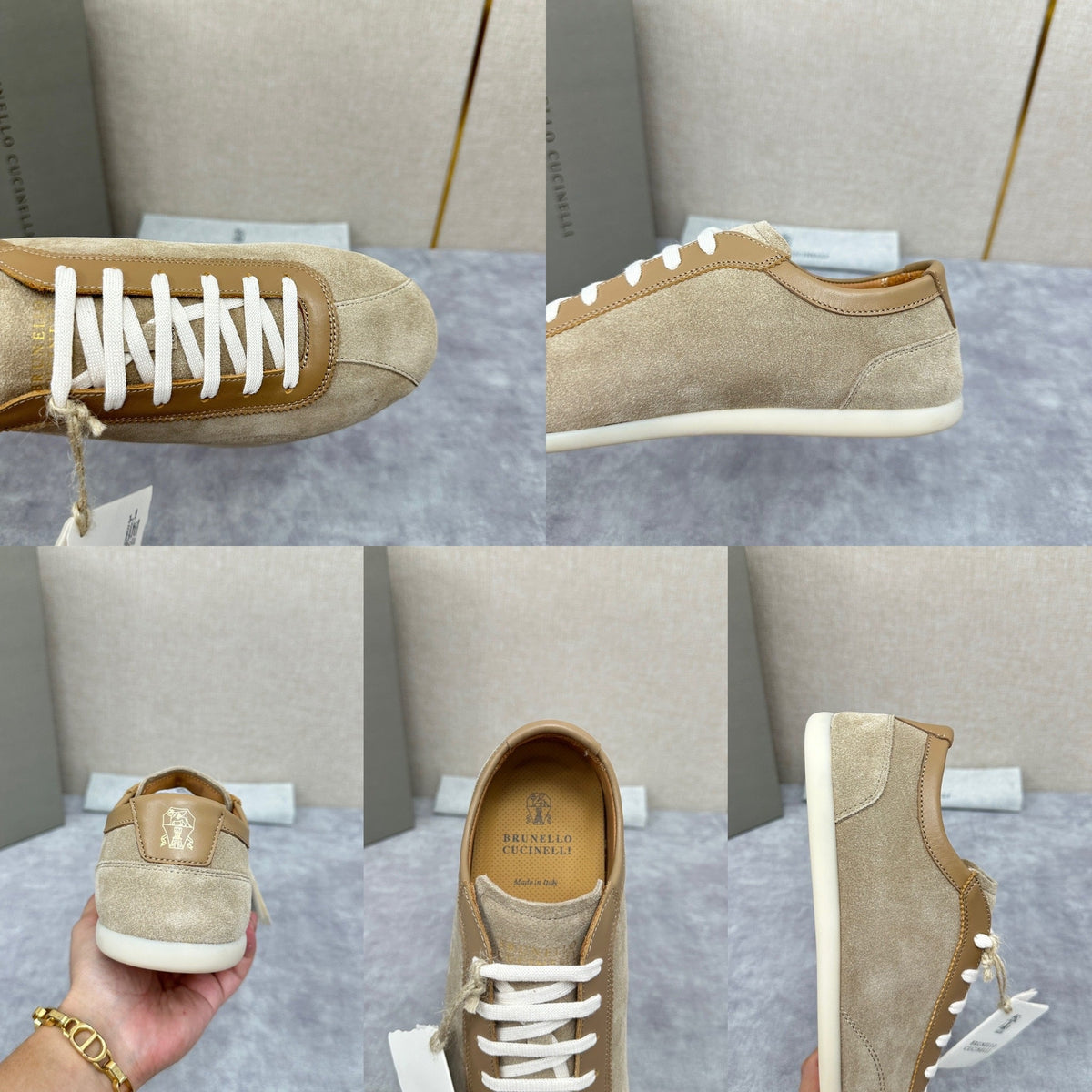Grey Suede Slim Low-Top - Men's