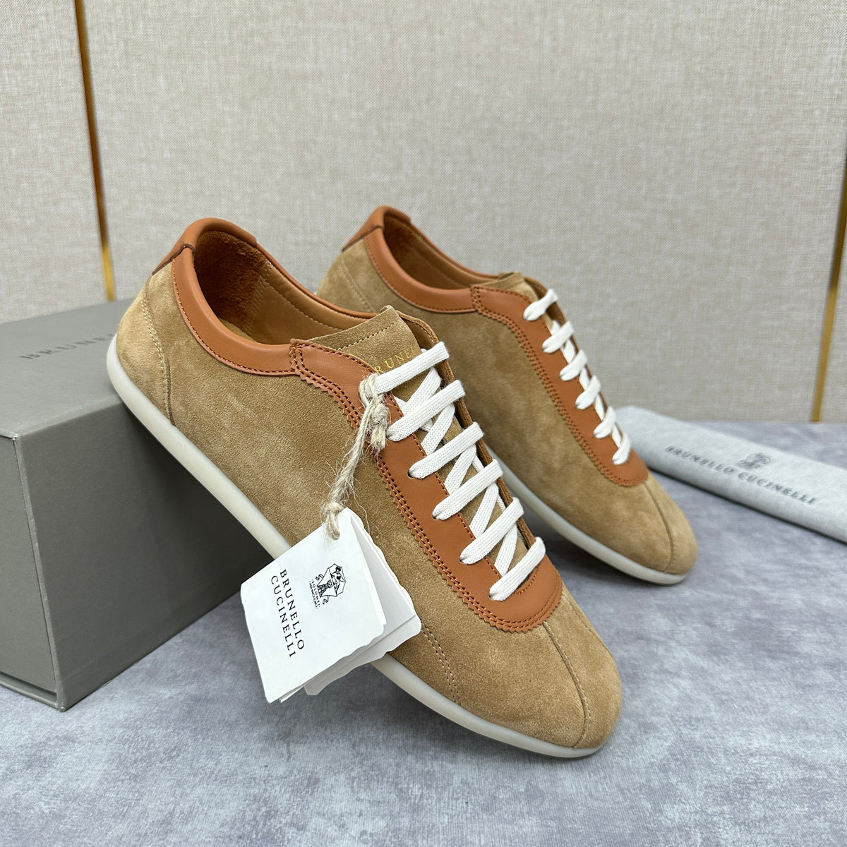 Grey Suede Slim Low-Top - Men's