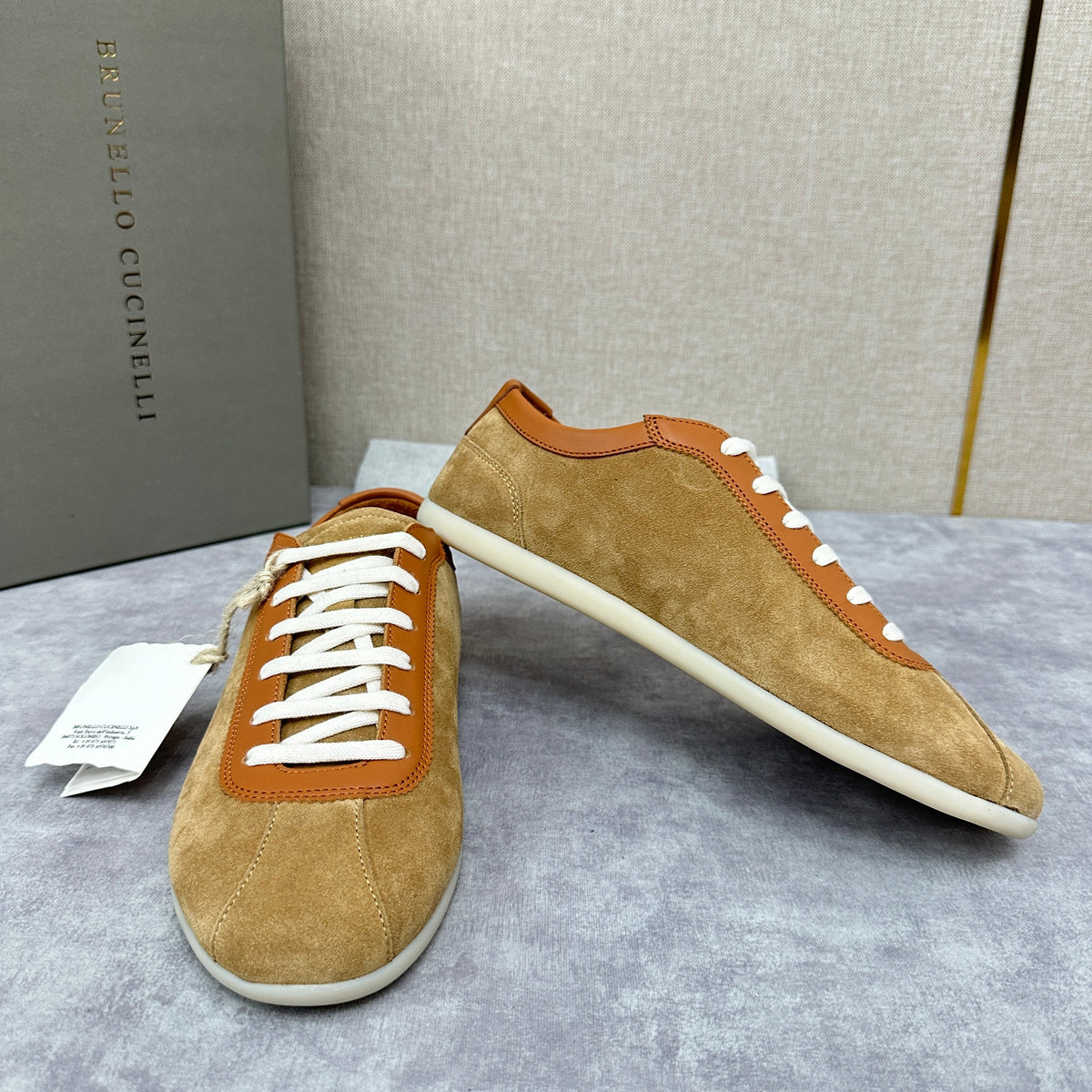 Grey Suede Slim Low-Top - Men's