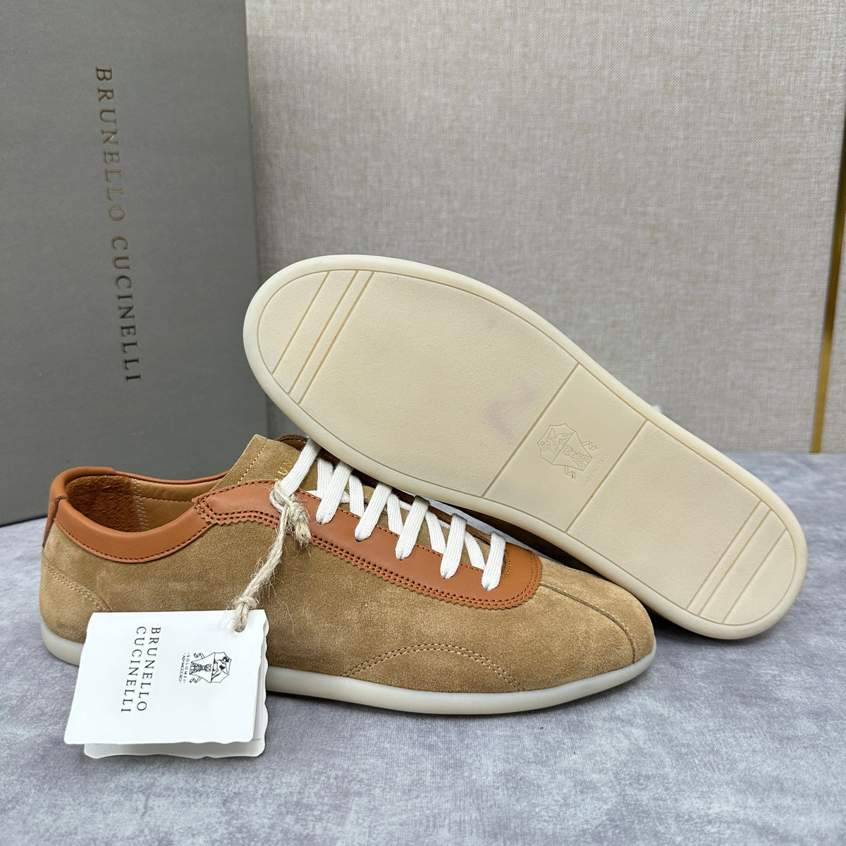 Grey Suede Slim Low-Top - Men's