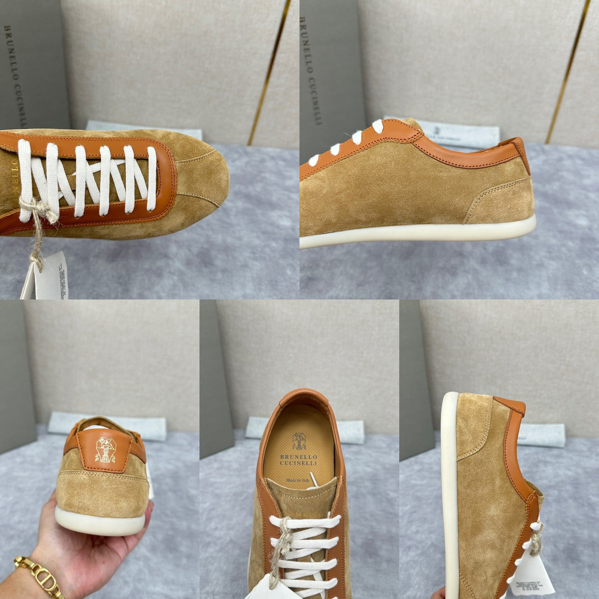 Grey Suede Slim Low-Top - Men's