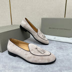 Grauer Wildleder-Quastenloafer – Herren