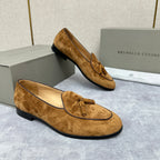 Grauer Wildleder-Quastenloafer – Herren