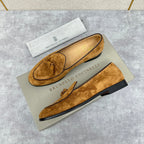 Grauer Wildleder-Quastenloafer – Herren